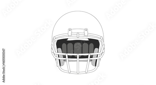 Detailed outline artwork showcases an american football helmet for graphic design projects, highlighting structure and protection for players