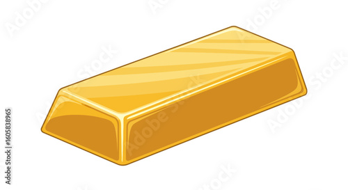Illustrative depiction of a lustrous gold bar shining with reflected light and a smoothed corner edge design