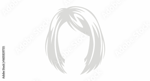 Monochromatic Hair Silhouette Graphic: A Stylish Avatar Template with Sleek Bob Cut and Angular Bangs for Digital Design Projects