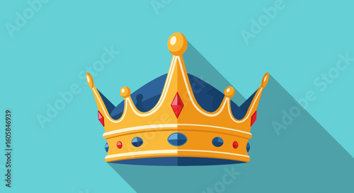 Royal Crown Illustration: A Symbol of Power, Authority, and Vintage Elegance, Representing Sovereignty and Luxury Design isolated on a Blue background