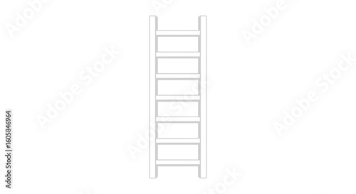 Isolated white wooden ladder against a plain background, emphasizing simplicity and minimalist construction visual representation