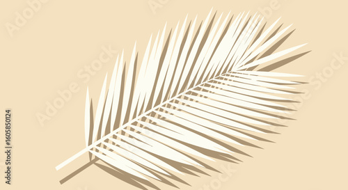 Minimalist palm frond illustration with neutral earth tones, perfect for summery themed design applications