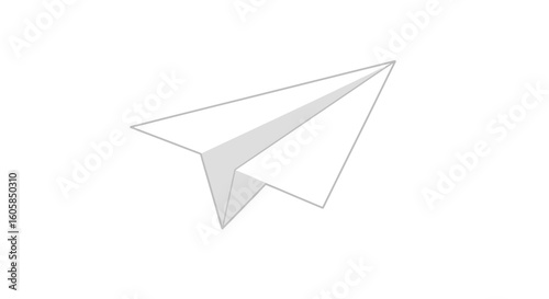 Simple paper airplane illustration on plain white background symbolizing journey and communication