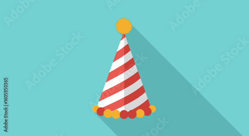 Festive Icon: A Party Hat Illustration Symbolizing Celebration and Cheerful Gatherings Design element for event themed graphics offering a vibrant