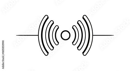Elegant and Minimalist Hand Drawn Symbol for Wireless Connection Concept with Black Outline Isolated on White Background