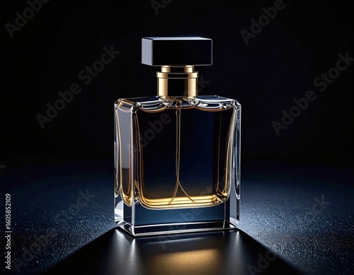 Perfume bottle isolated on black background