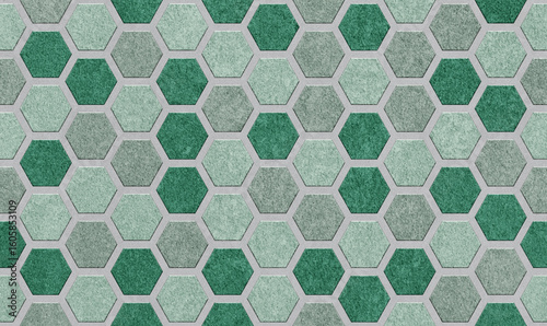 Panoramic mosaic tile hexagon gresite texture, ceramic pattern background for design and decoration	