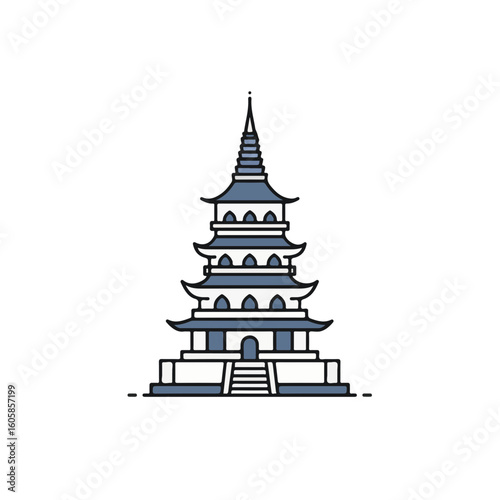 Wallpaper Mural Simplified illustration of a traditional pagoda, representing history and culture. Torontodigital.ca