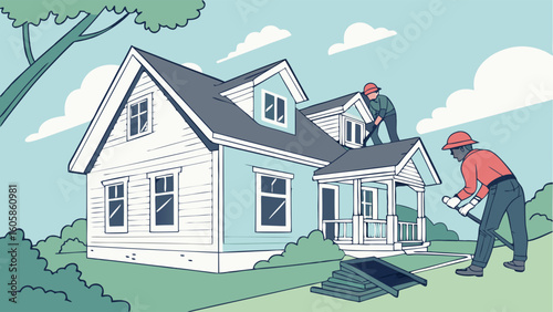 Home Renovation and Solar Panel Installation by Workers on a Residential House