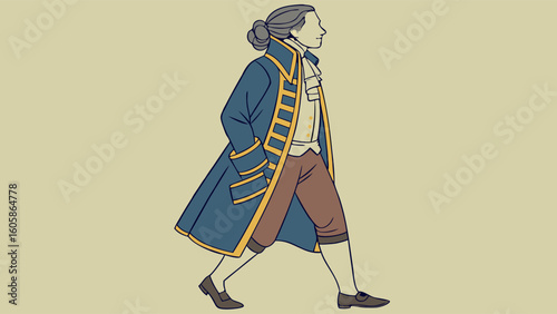18th Century Gentleman Walking in Period Attire Illustration