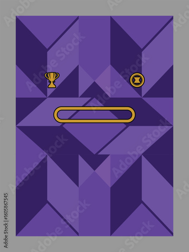 Abstract Purple Door with Geometric Shapes and Gold Accents