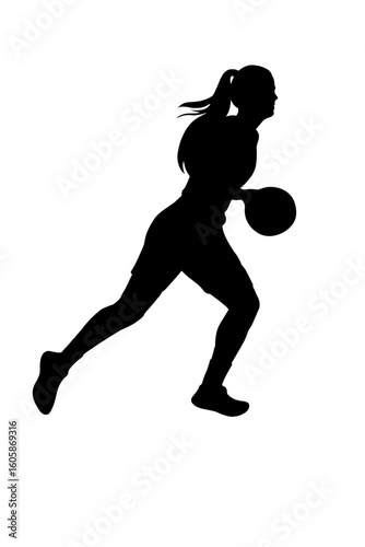 Female Basketball Player Silhouette in Action