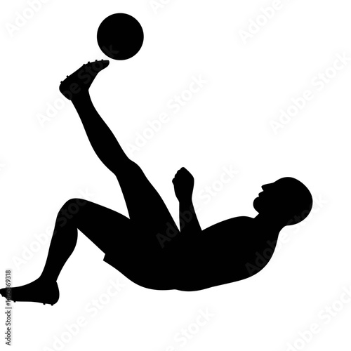 Dynamic Soccer Player Silhouette Kicking Ball