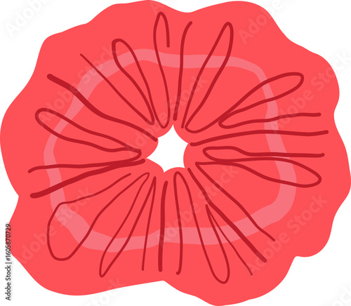 Red Scrunchie Hair Tie With Folded Petal Style