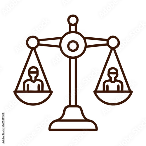 Balanced Scale Shows a Robot on One Side and a Human Figure on the Other in a Conceptual Setting