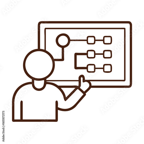 Student Engages With a Large Virtual Display While Studying in a Modern Classroom Environment