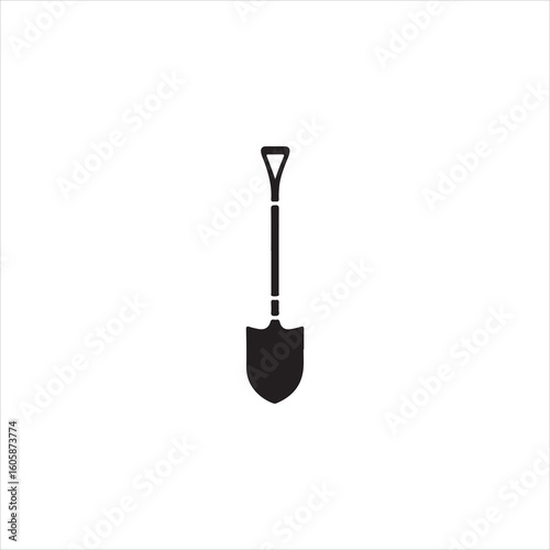 Black shovel icon on white background spade digging