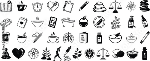 A collection of nail and nail polish vector icons
