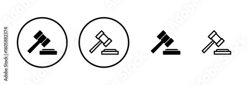 Gavel icon logo design. judge gavel sign and symbol. law icon. auction hammer