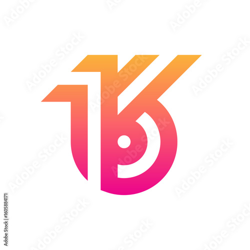 Number 16 modern creative logo design