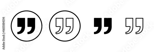 Quote icon logo design. Quotation mark sign and symbol