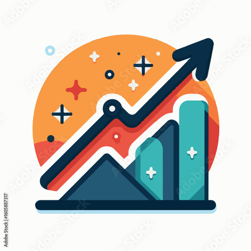 Wallpaper Mural Business growth chart with upward arrow on white background Torontodigital.ca