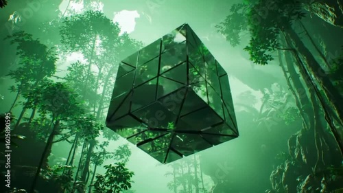 abstract background with a crystal cube