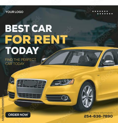 Car rental social media promotional poster design template