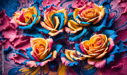 colorful surreal roses abst...