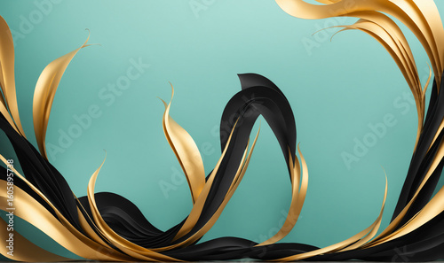 gold and black flowing shap...