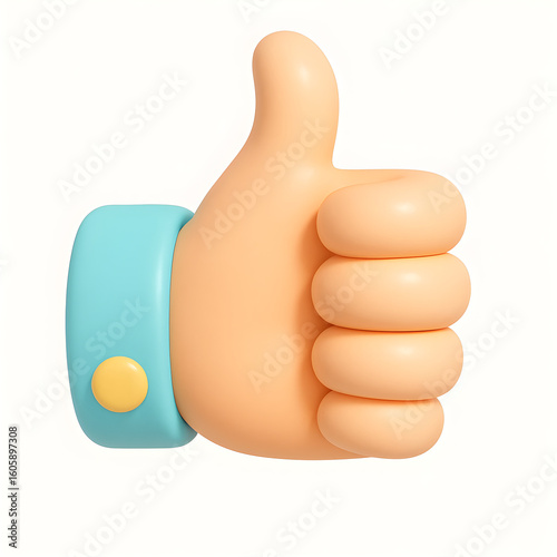 3d cartoon hand giving a Thumbs Up gesture isolated on white background.