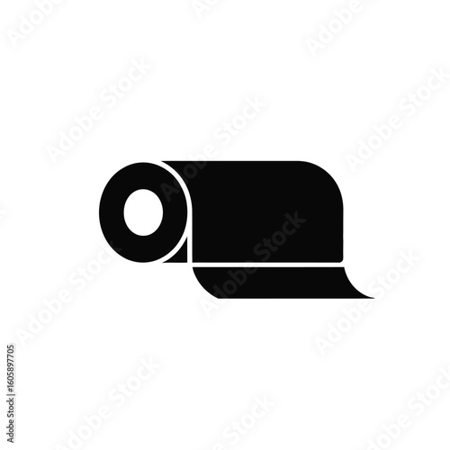 Simple black silhouette of a toilet paper roll