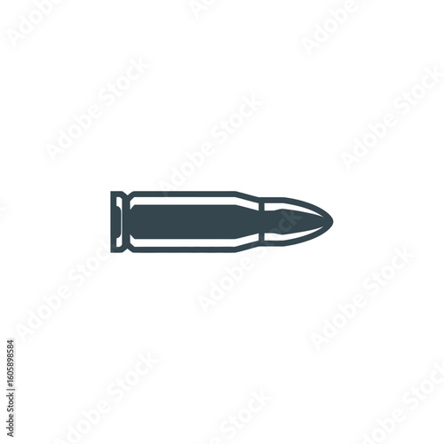Stylized illustration of a single rifle bullet on a white background