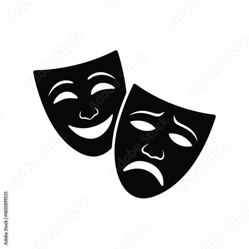Comedy and tragedy theater masks symbolizing dual emotions