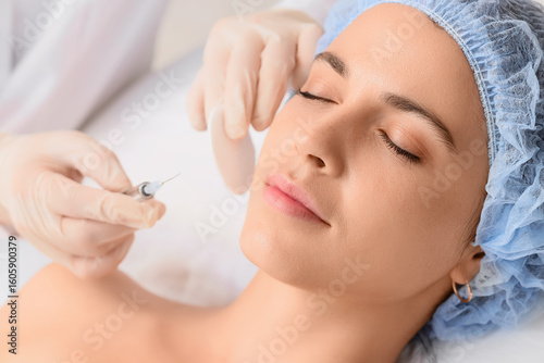 Beautiful woman receiving i...