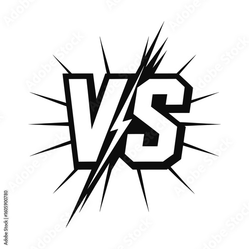 Stark Black and White VS Versus Graphic with Lightning Bolt for Confrontation