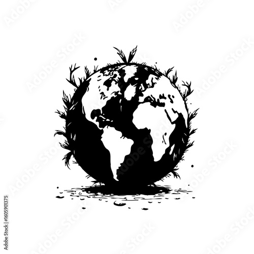 Conceptual earth illustration depicting global environmental challenges and sustainable solutions for future generations well being