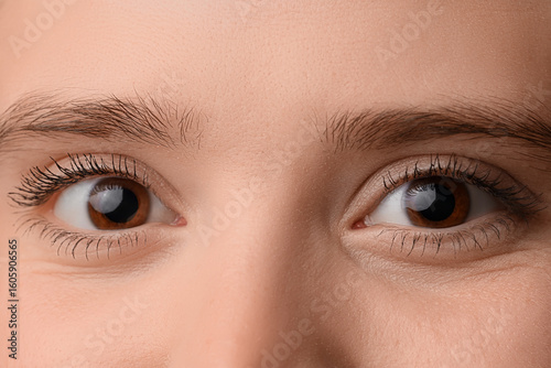 Woman with brown eyes, closeup