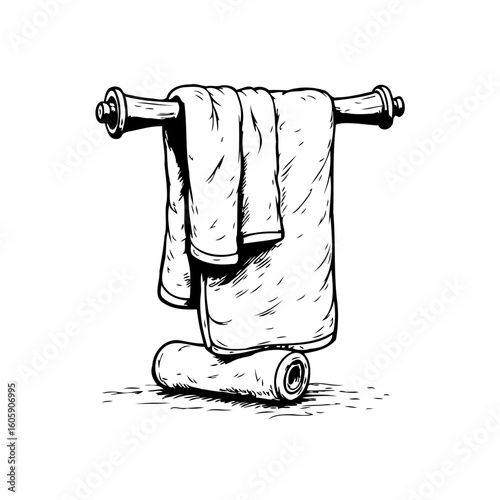 Illustration of a towel on a towel rack showcasing cleanliness and hygiene in a home setting