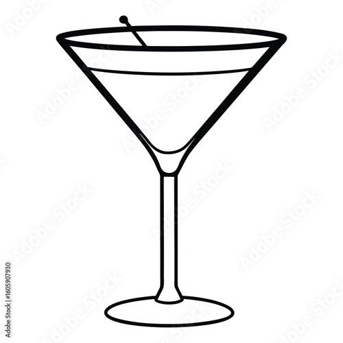 Watercolor illustration of a classic martini cocktail. Cocktail drink watercolor vector  illustration
