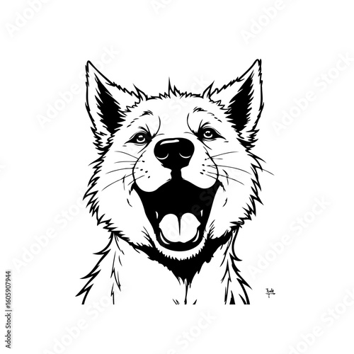 Illustrative charming dog smiling face expressive features pet companion loyalty happiness joy playful spirit whimsical design