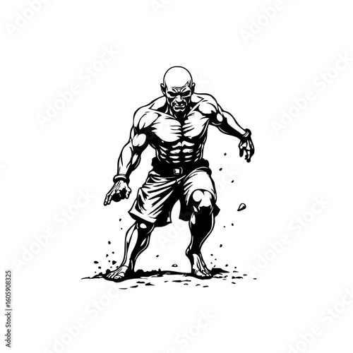 The powerful martial arts fighter stands ready to strike a pose in stunning illustration style