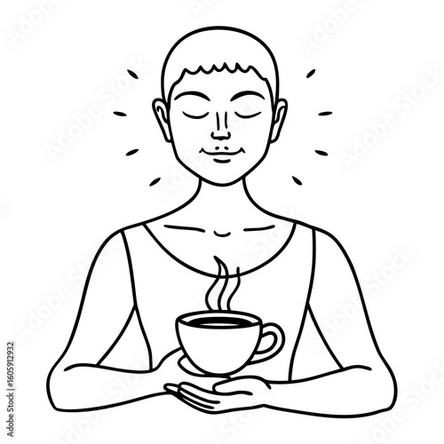 A person finds joy while holding a cup of coffee