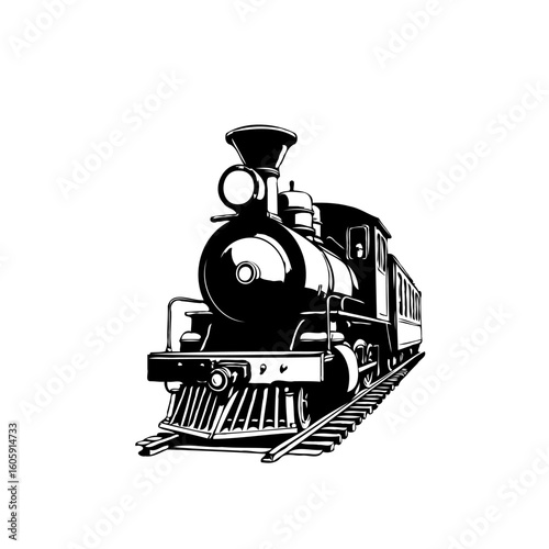 Vintage steam train illustration showcasing the beautiful classic locomotive design with intricate details and craftsmanship