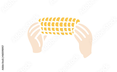 とうもろこしを持つ手のイラスト
Illustration of a hand holding corn