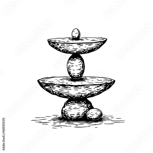 Hand drawn zen stone tower illustration perfect for minimalist design projects or meditation themed creative works artwork