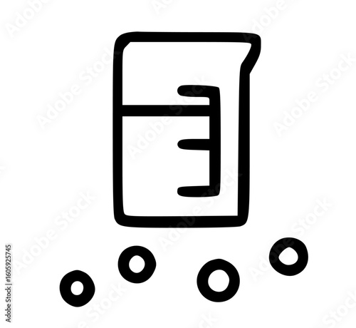Hand-drawn Beaker with Pellets, Science Illustration