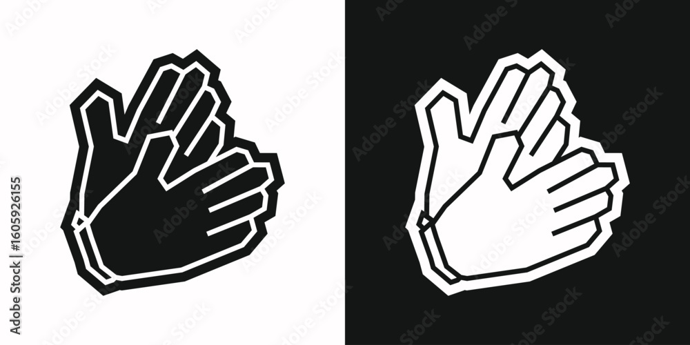 Obraz premium Gloves Icon in Black Filled and White Filled Cutout Style