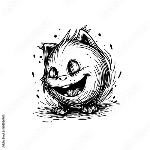 Adorable cartoon character with a cheerful grin illustration showcasing expressive features and playful design with charming simplicity