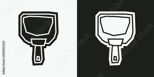 Squeegee Icon in Black Filled and White Filled Cutout Style
